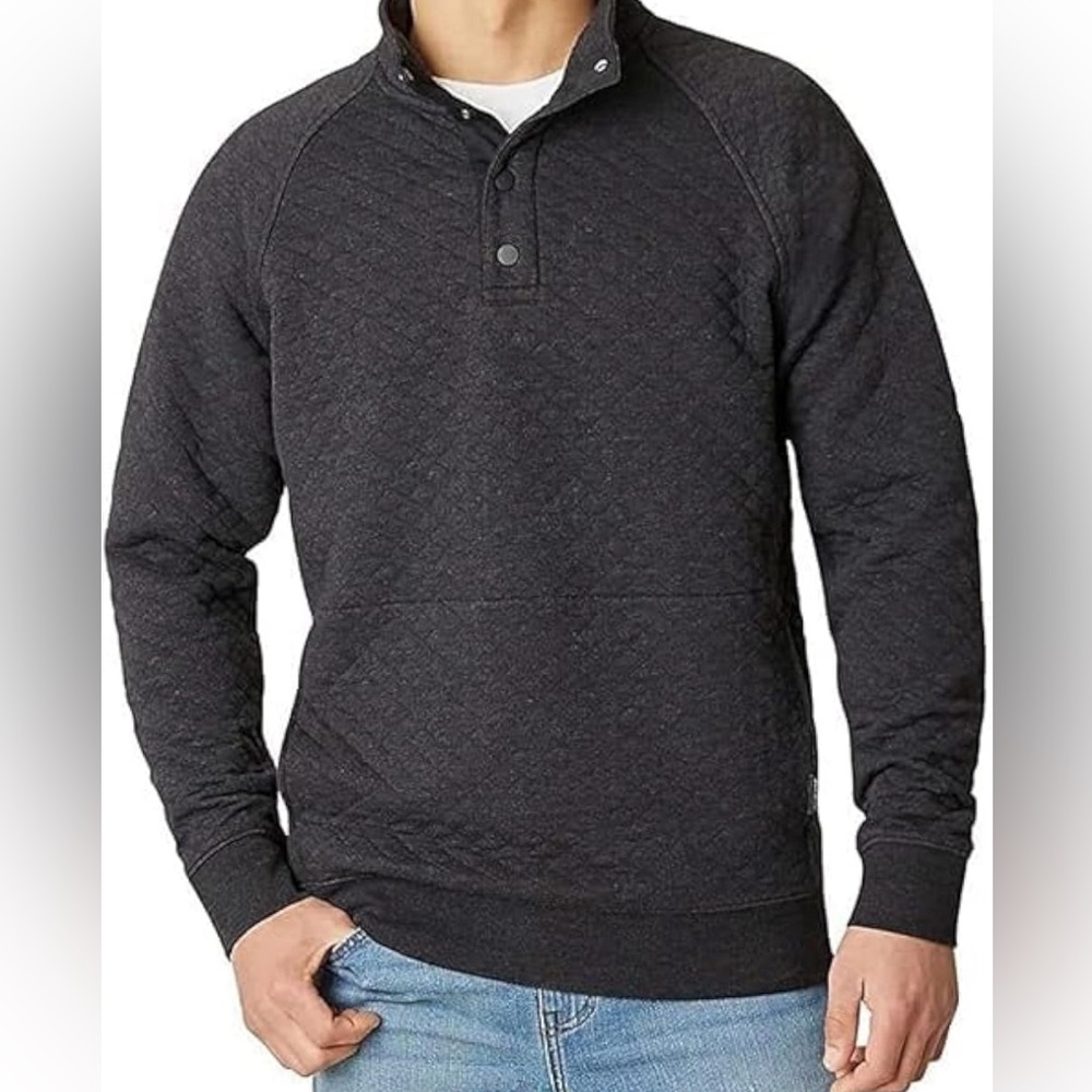 Eddie Bauer mens Quarter Snap Mock Quilted Pullover size XXL dark gray